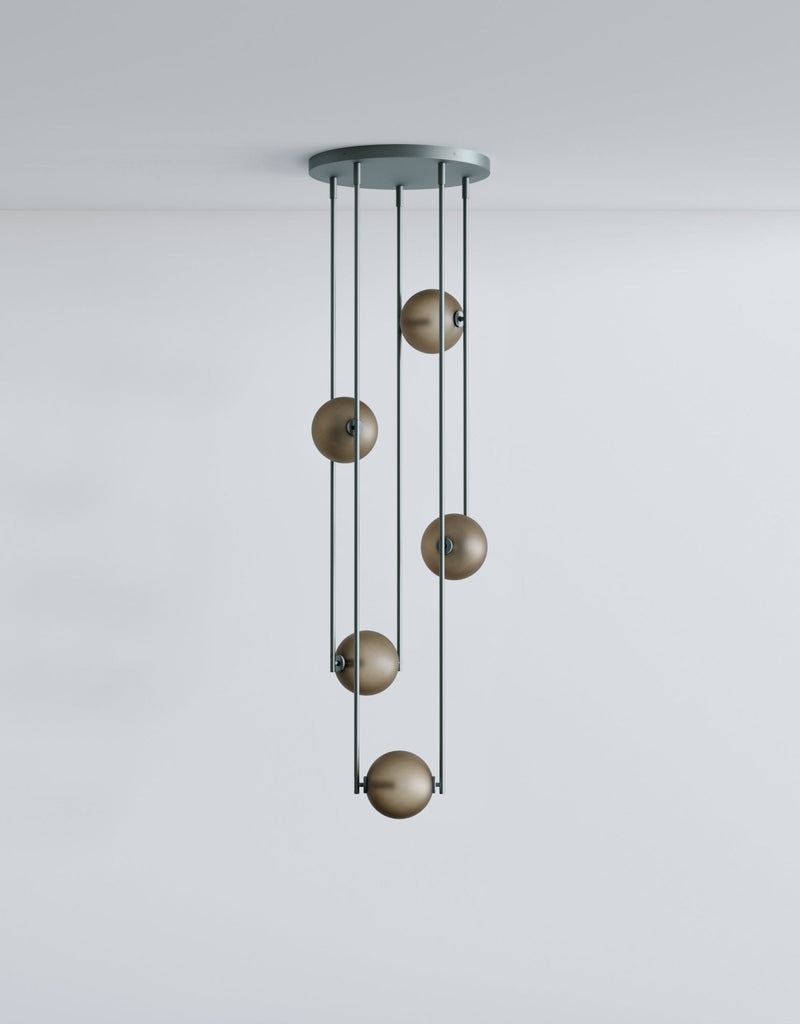 Equalizer 5 Piece Radial - Ladies & Gentlemen Lighting - Gold Anodize - Smokey Green - HORNE