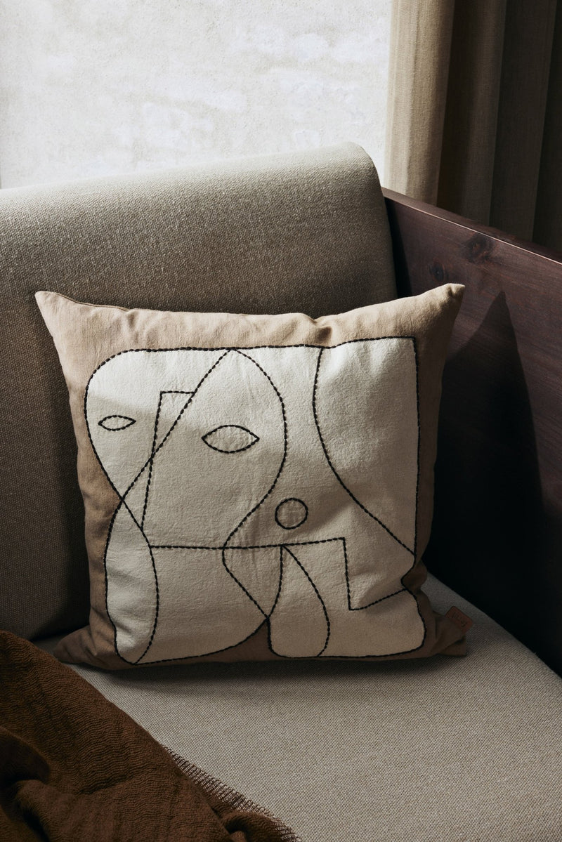 Figure Cushion - Ferm Living - Bedding + Pillows - Coffee/ Sand - HORNE