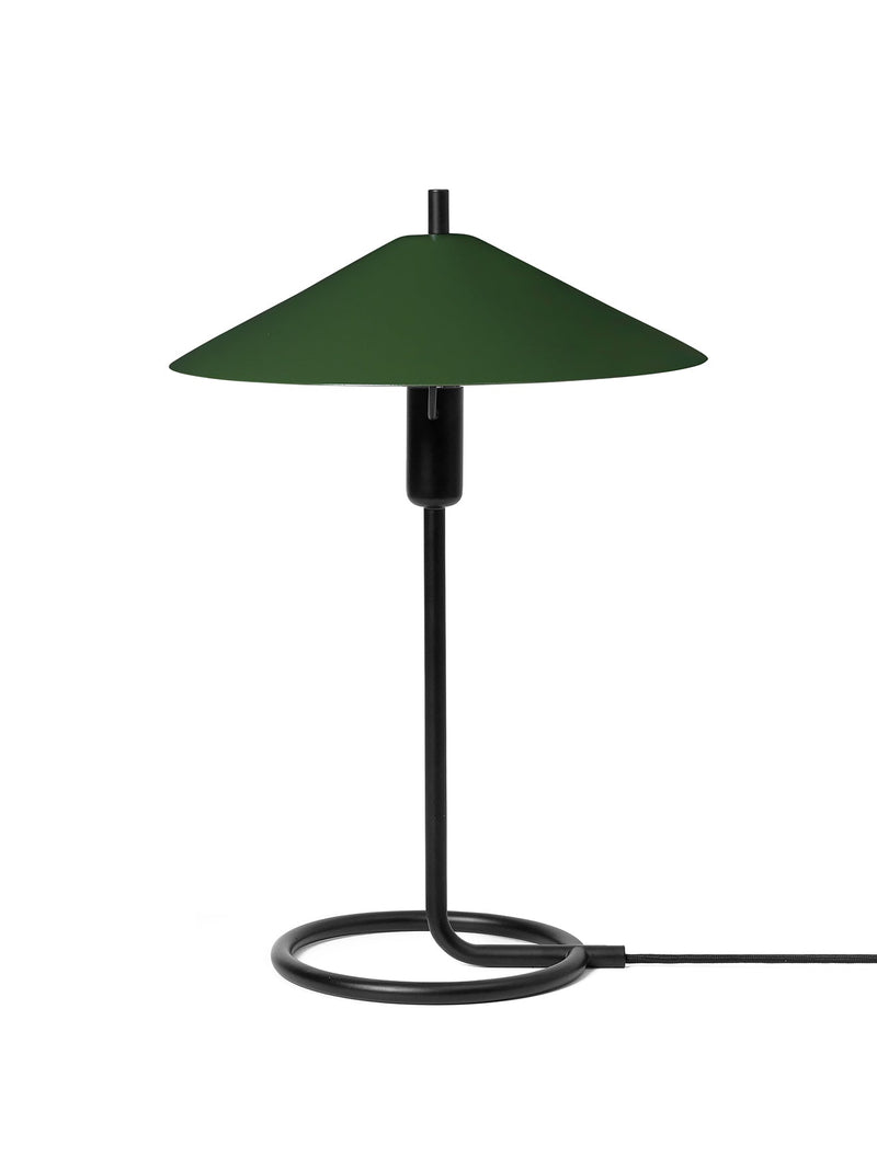 Filo Table Lamp - Round - Ferm Living - Tables + Desks - Black/ Dark Olive - HORNE