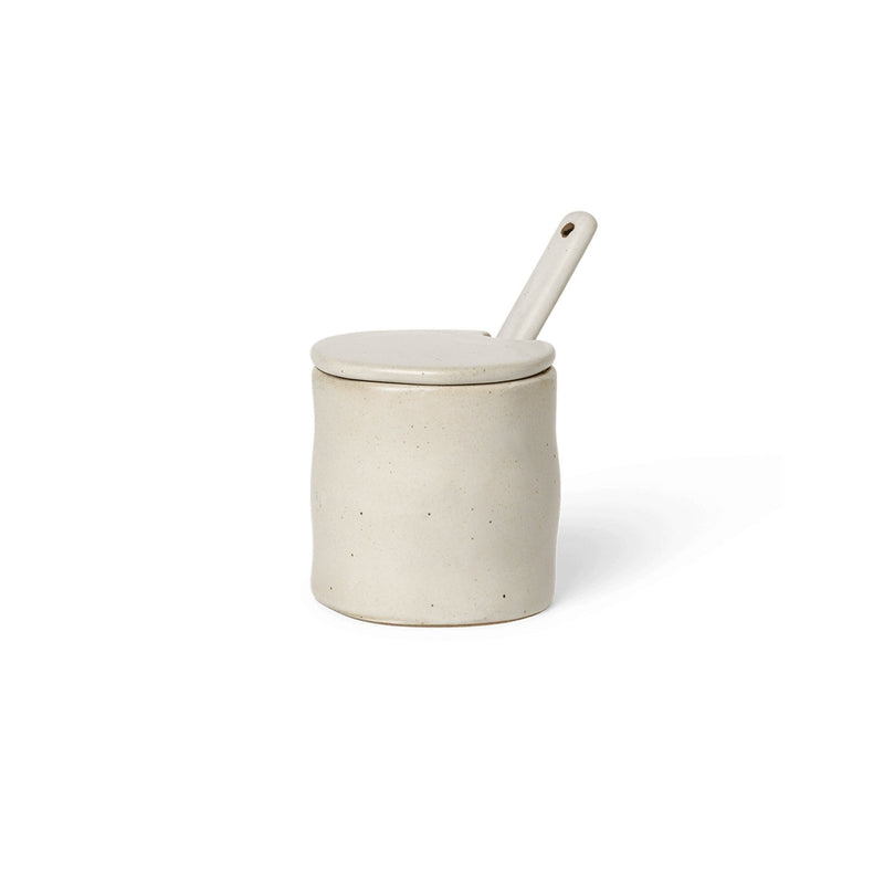 Ferm Living Flow Jar with spoon - Off-White Speckle