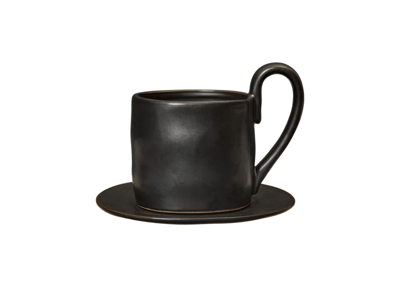 Flow Mug with Saucer - Ferm Living Coffee + Tea - Black - HORNE