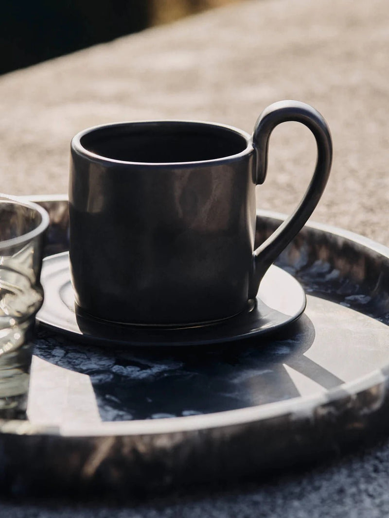Flow Mug with Saucer - Ferm Living Coffee + Tea - Black - HORNE