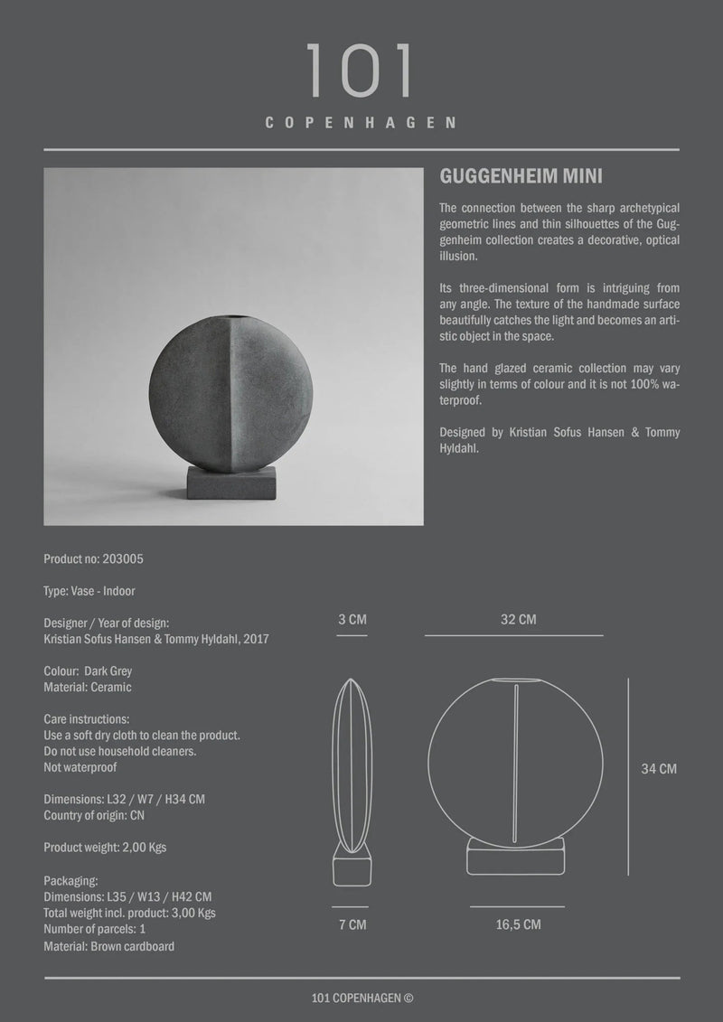 Guggenheim Vase - 101 Copenhagen Vases - Big - Dark Grey - HORNE
