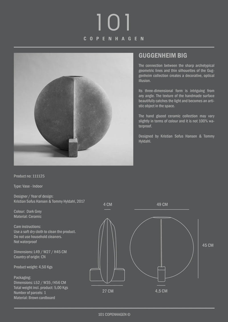 Guggenheim Vase - 101 Copenhagen Vases - Big - Dark Grey - HORNE