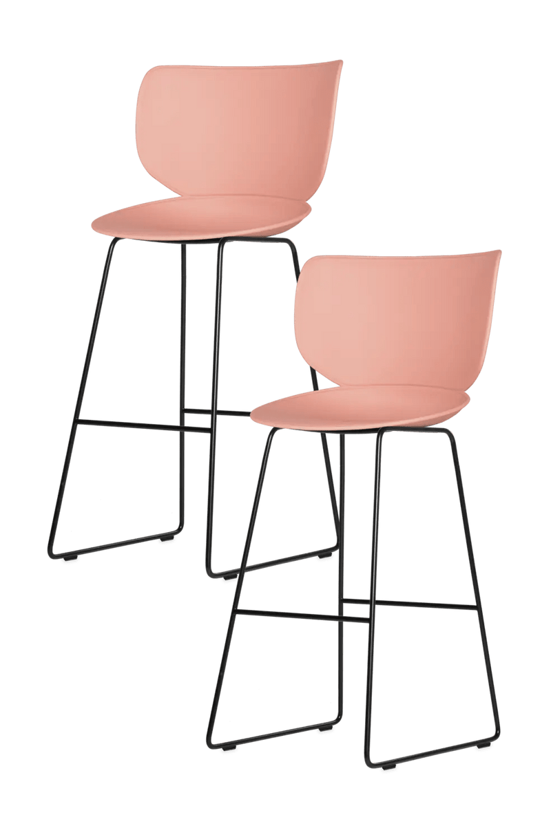 Hana Bar Stool Un - Upholstered Set of 2 - Moooi Stools + Benches + Ottomans - Black - Black - High - HORNE