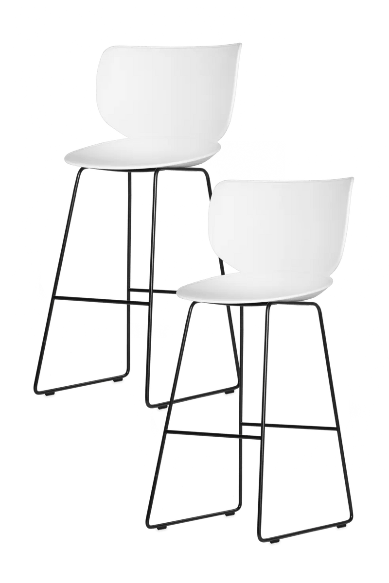 Hana Bar Stool Un - Upholstered Set of 2 - Moooi Stools + Benches + Ottomans - Black - Black - High - HORNE