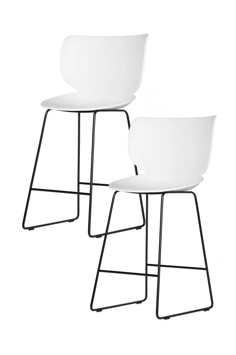 Hana Bar Stool Un - Upholstered Set of 2 - Moooi Stools + Benches + Ottomans - Black - Black - High - HORNE