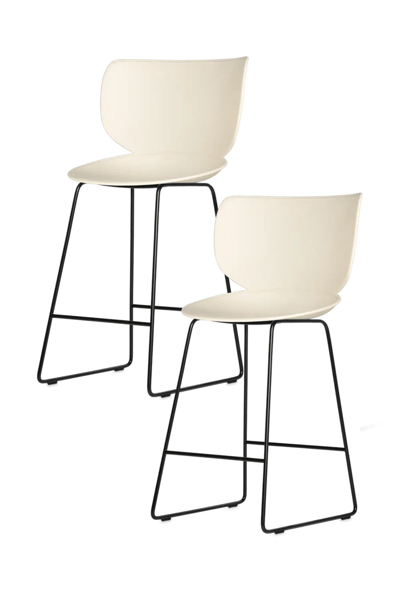 Hana Bar Stool Un - Upholstered Set of 2 - Moooi Stools + Benches + Ottomans - Black - Black - High - HORNE