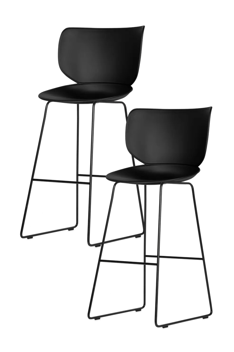 Hana Bar Stool Un - Upholstered Set of 2 - Moooi Stools + Benches + Ottomans - Black - Black - High - HORNE