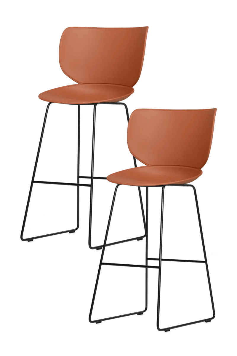 Hana Bar Stool Un - Upholstered Set of 2 - Moooi Stools + Benches + Ottomans - Black - Black - High - HORNE