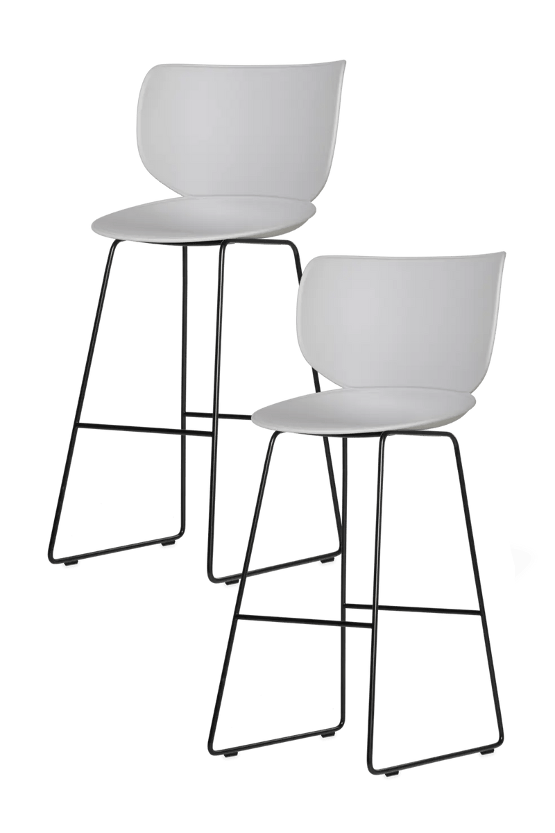Hana Bar Stool Un - Upholstered Set of 2 - Moooi Stools + Benches + Ottomans - Black - Black - High - HORNE