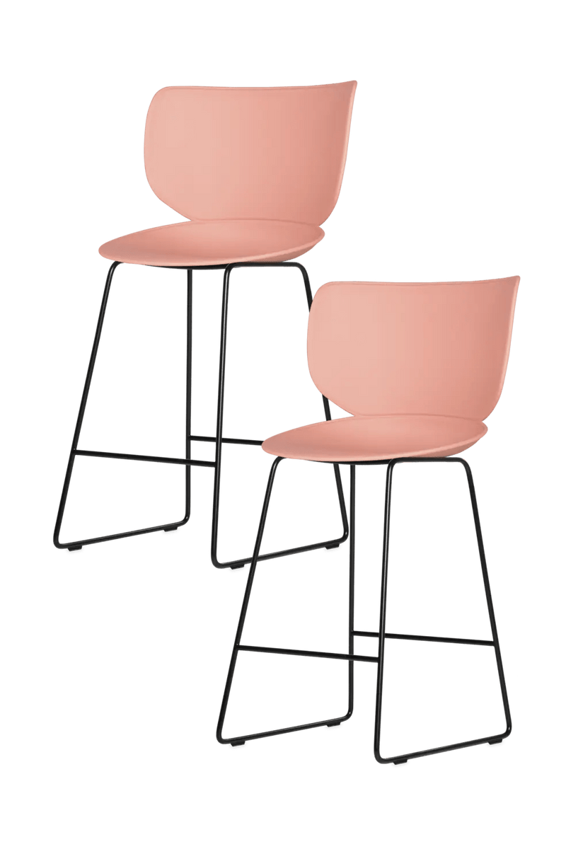 Hana Bar Stool Un - Upholstered Set of 2 - Moooi Stools + Benches + Ottomans - Black - Black - High - HORNE