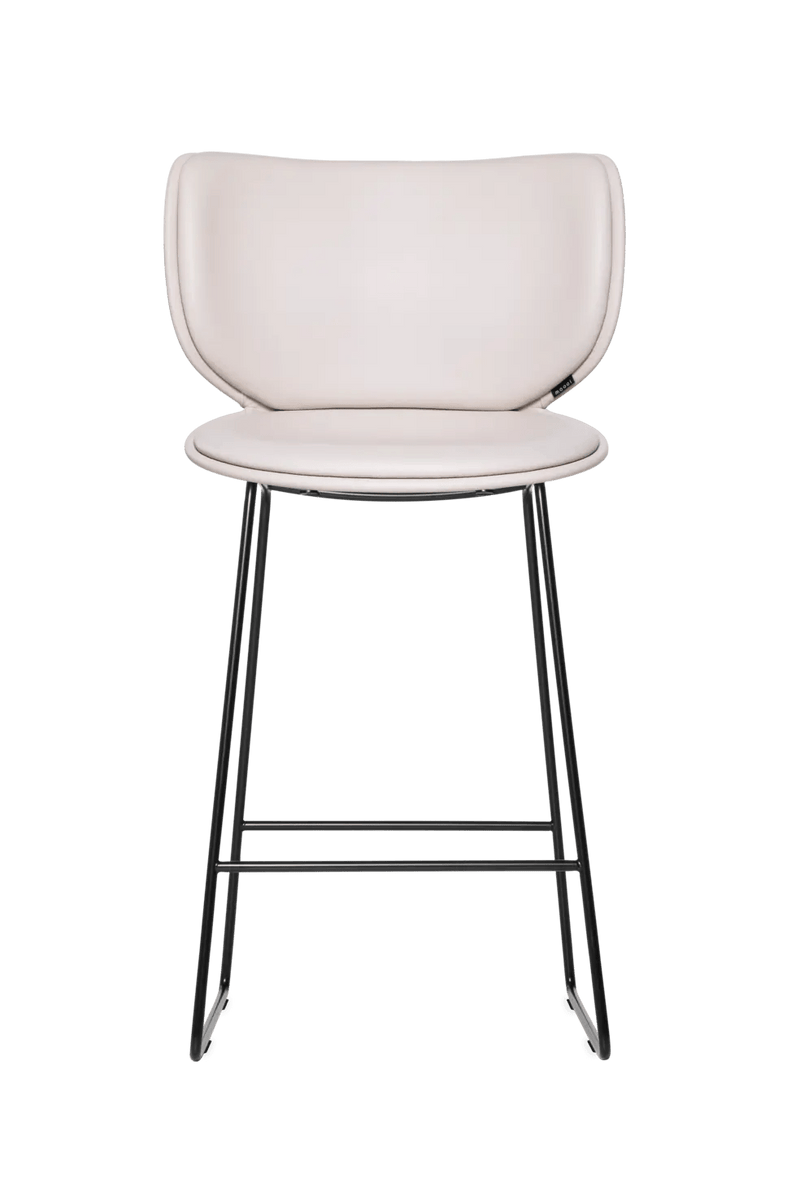 Hana Bar Stool Upholstered - Moooi Stools + Benches + Ottomans - CAT I - Abbracci Taupe - Black - High - HORNE