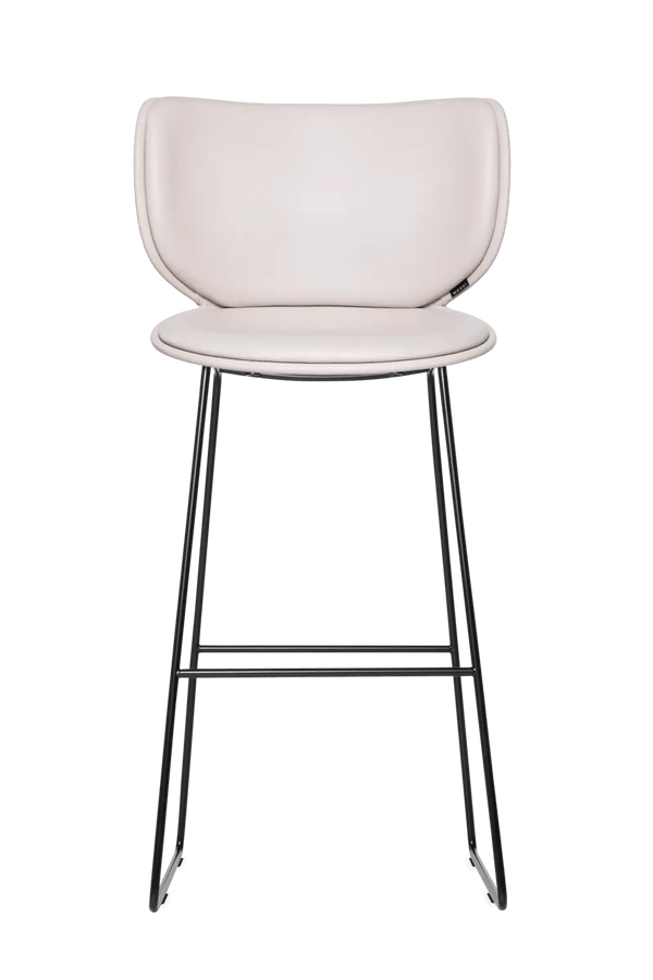 Hana Bar Stool Upholstered - Moooi Stools + Benches + Ottomans - CAT I - Abbracci Taupe - Black - High - HORNE