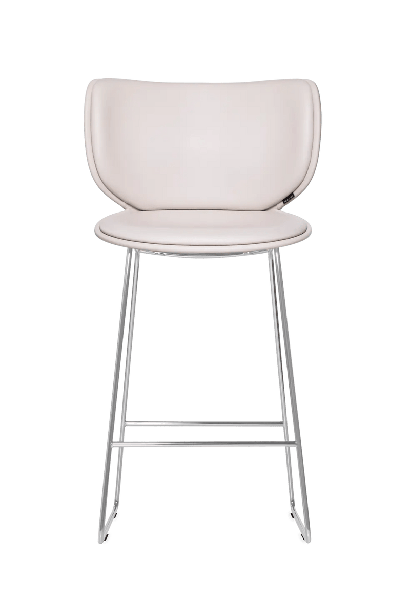 Hana Bar Stool Upholstered - Moooi Stools + Benches + Ottomans - CAT I - Abbracci Taupe - Black - High - HORNE
