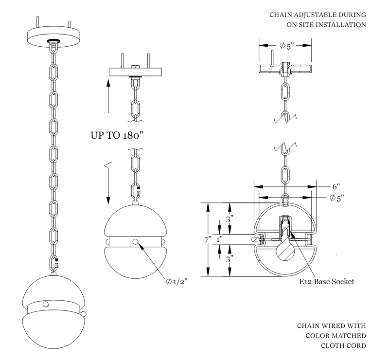 Hemisphere Pendant Small - Workstead - Ceiling Lights - Matte Black Enamel - 24