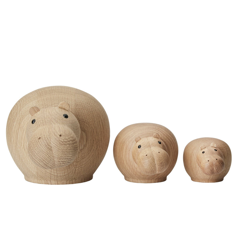Hibo Hippopotamus - Oak - Woud Art + Objects - Mini - HORNE