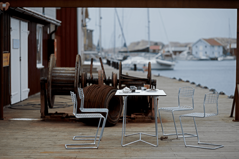 High Tech Table 110 - Grythyttan Stålmöbler - Tables - White Laminate with Hot Galvanized Base - HORNE