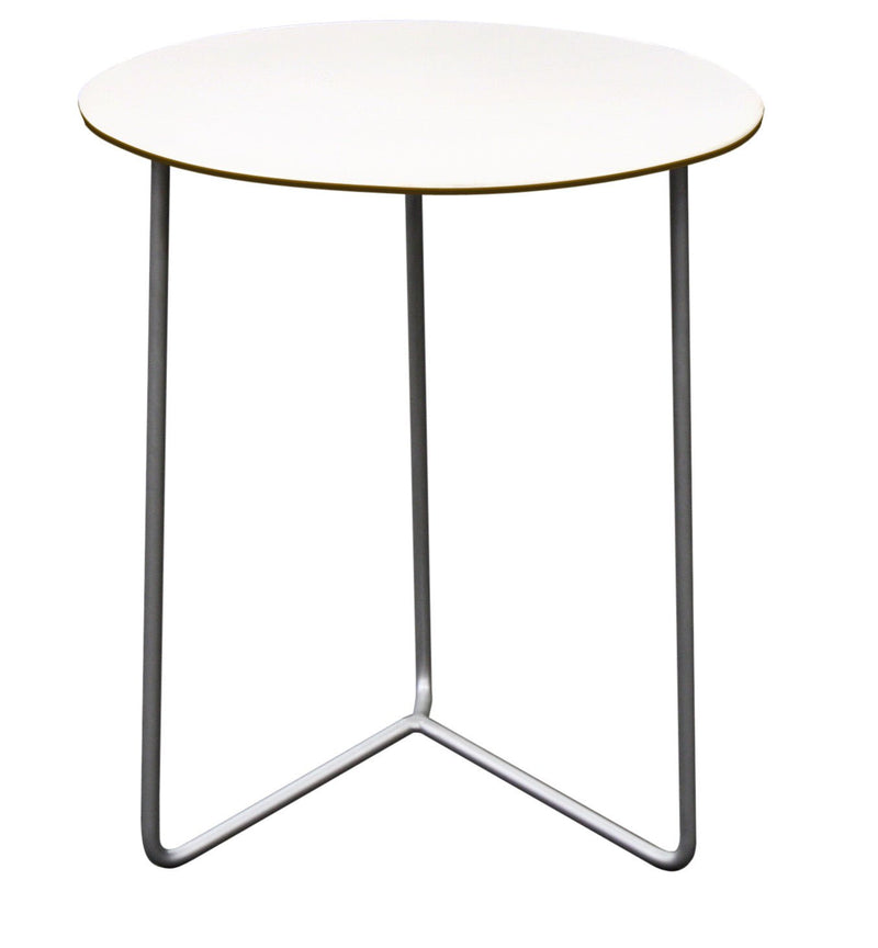 High Tech Table 60 - Grythyttan Stålmöbler - Accent Tables - White Laminate with Hot Galvanized Base - HORNE