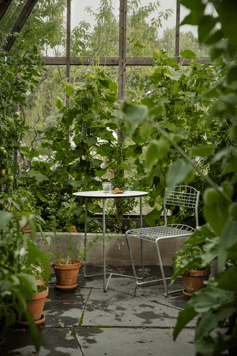 High Tech Table 60 - Grythyttan Stålmöbler - Accent Tables - White Laminate with Hot Galvanized Base - HORNE