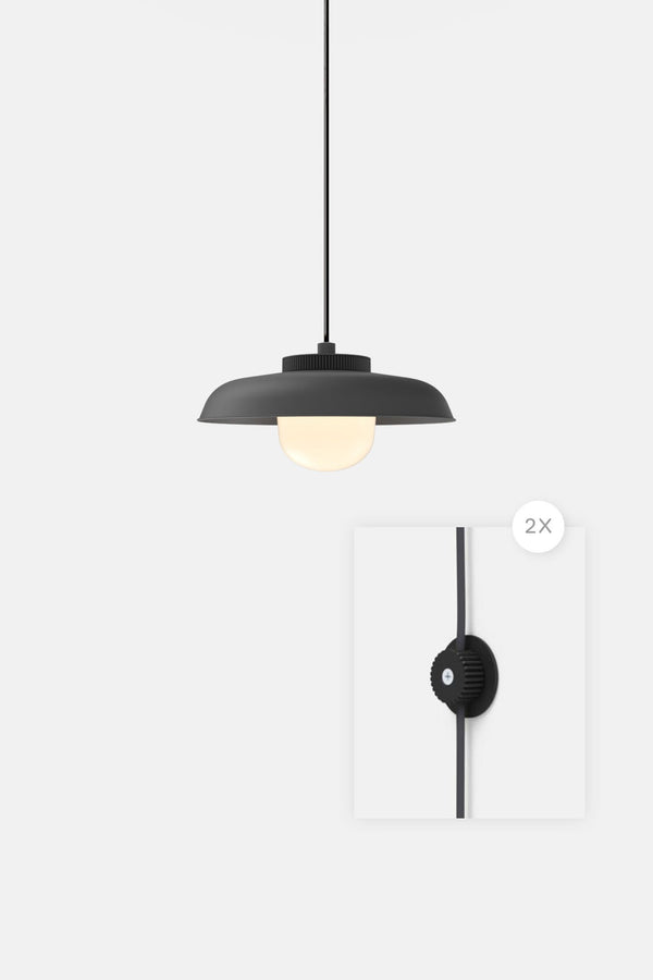 Hoist Pendant Plug - In - Large Glass Diffuser - Medium Shade - RBW Lighting - Matte Black - Matte Black - 2700K (warm white) - HORNE
