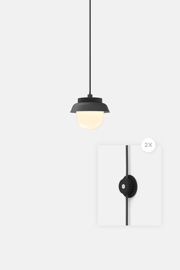 Hoist Pendant Plug - In - Large Glass Diffuser - Small Shade - RBW Lighting - Matte Black - Matte Black - 2700K (warm white) - HORNE