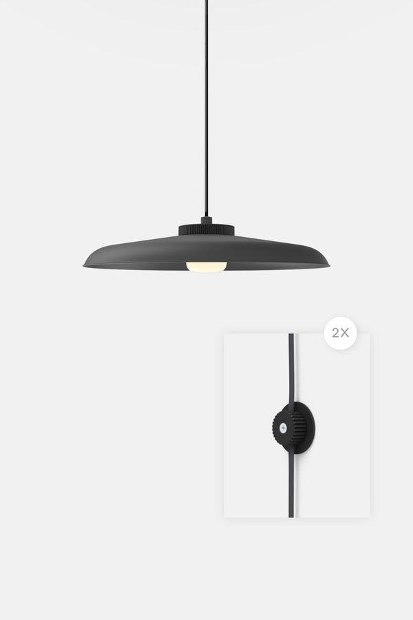 Hoist Pendant Plug - In - Small Glass Diffuser - Large Shade - RBW Lighting - Matte Black - Matte Black - 2700K (warm white) - HORNE
