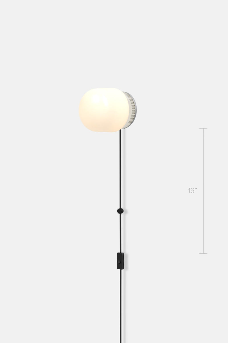 Hoist Sconce Corded - Large Glass Diffuser - No Shade - RBW Lighting - Cream White - Corded Plug - in (Back) / 120V Input - 2700K (warm white) - HORNE