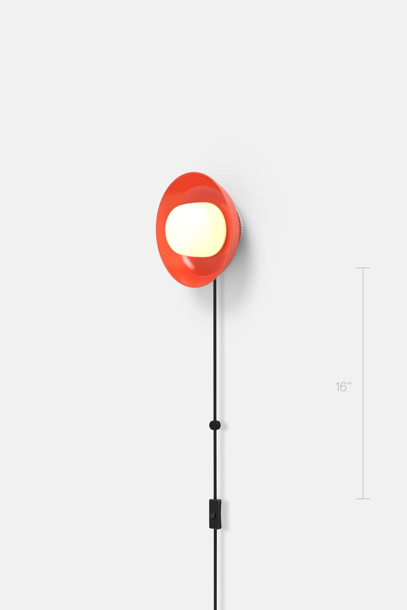 Hoist Sconce Corded - Small Glass Diffuser - Small Shade - RBW Lighting - Cream White - Corded Plug - in (Back) / 120V Input - 2700K (warm white) - HORNE