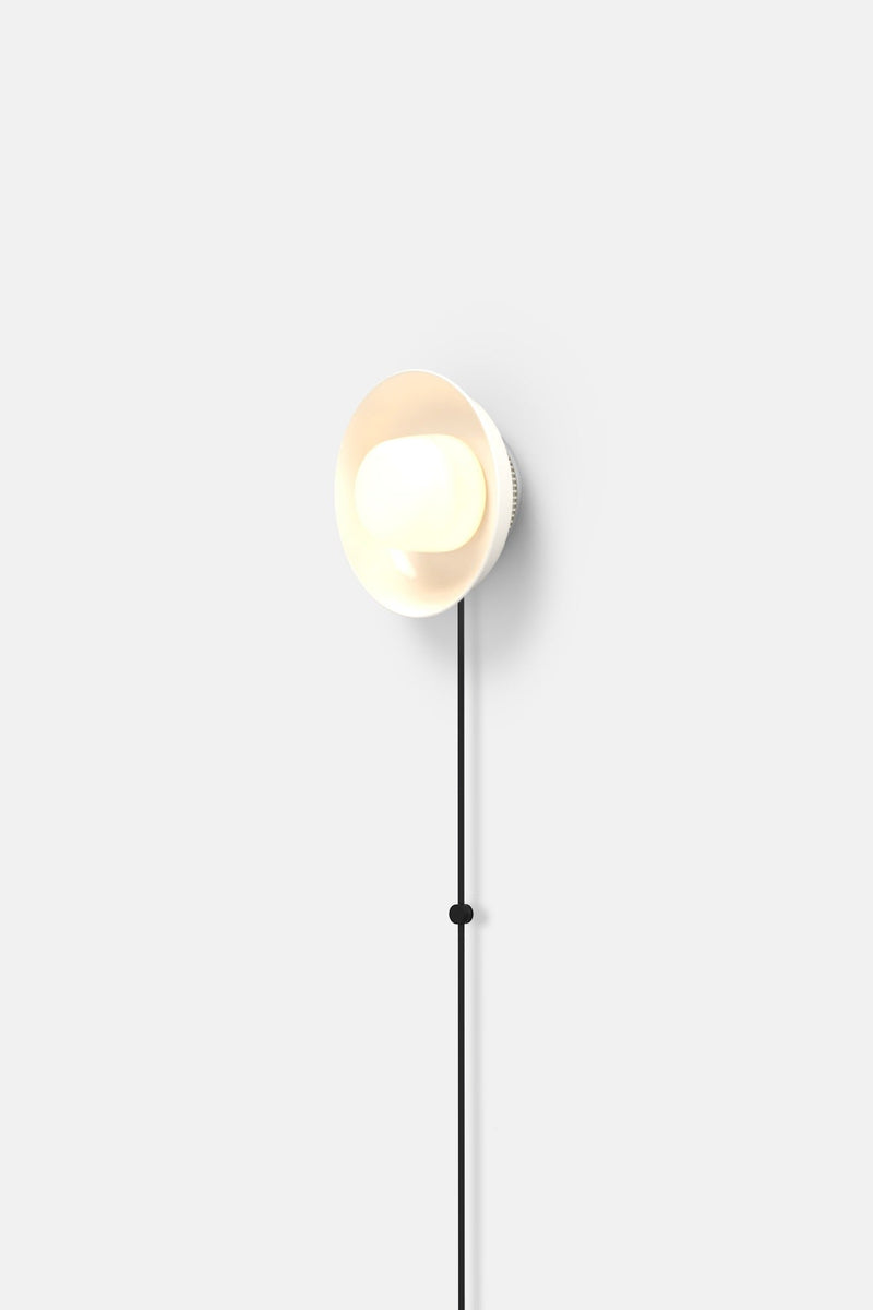 Hoist Sconce Corded - Small Glass Diffuser - Small Shade - RBW Lighting - Cream White - Corded Plug - in (Back) / 120V Input - 2700K (warm white) - HORNE