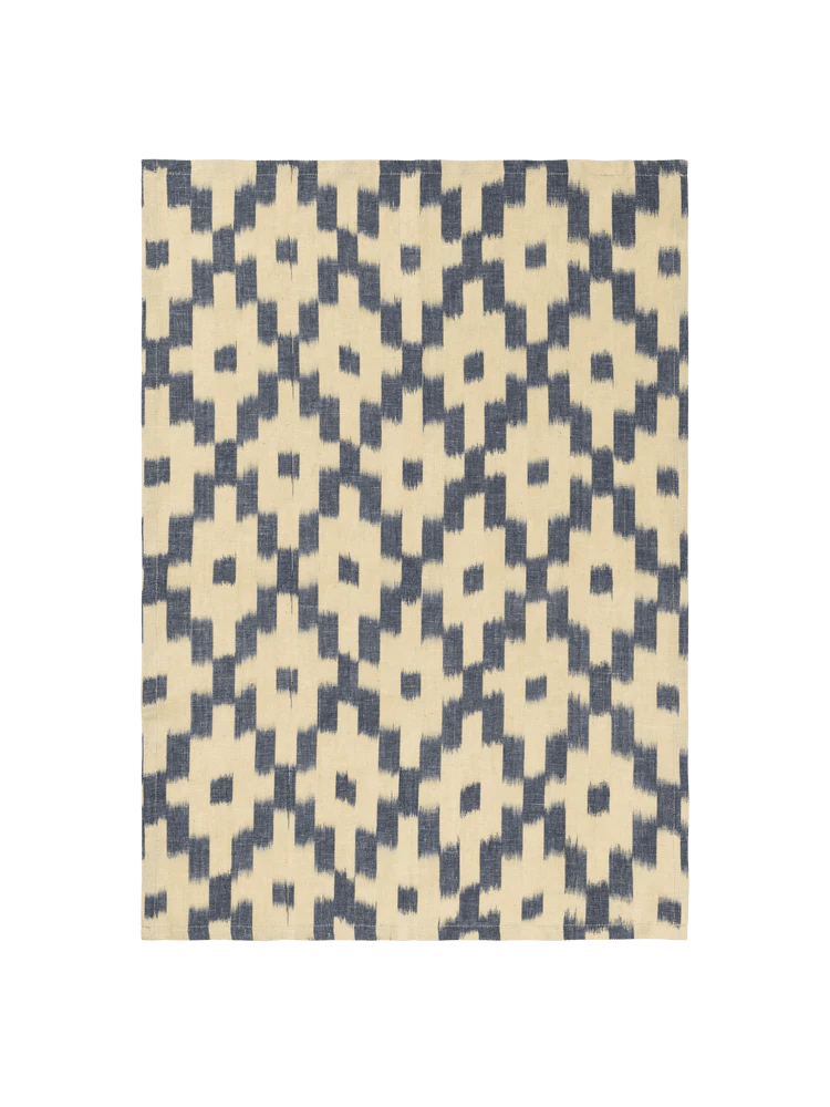 Ikat Tea Towel - Ferm Living Kitchen & Dining - Ink Blue/Off - White - HORNE