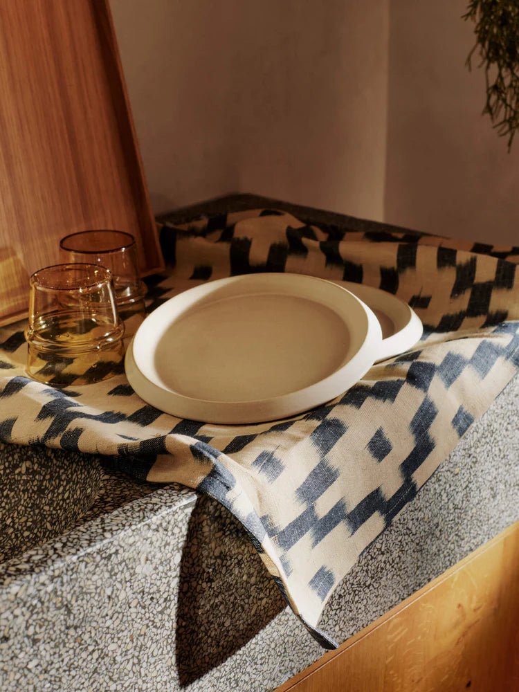 Ikat Tea Towel - Ferm Living Kitchen & Dining - Ink Blue/Off - White - HORNE