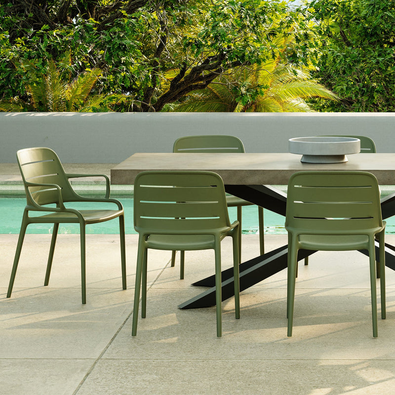 Jasper Outdoor Stacking Armchair - Set of 4 - Urbia Chairs - Army Green - HORNE