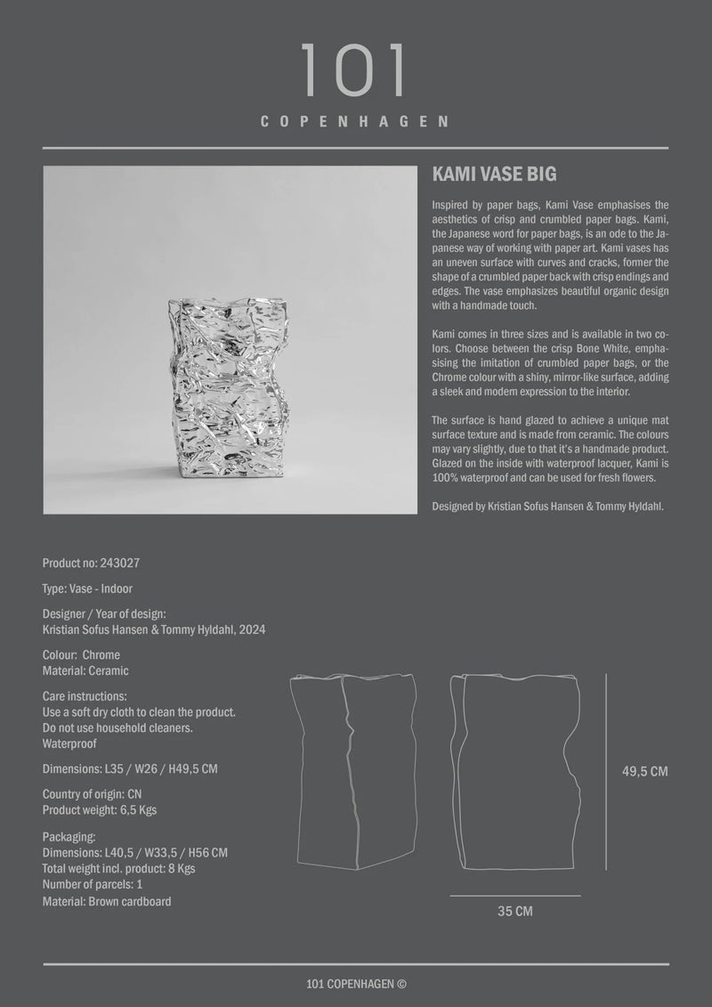 Kami Vase - 101 Copenhagen Vases - Big - Chrome - HORNE