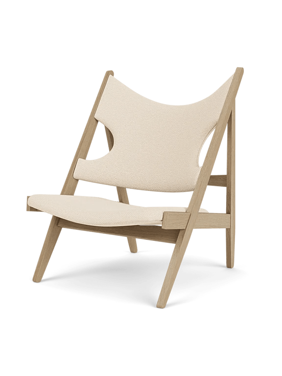 Knitting Lounge Chair - Leather & Fabric - Audo Copenhagen Chairs - Natural Oak with Dunes Cognac Leather - HORNE