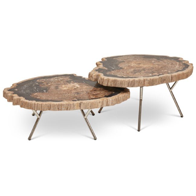 Lastra Coffee Table - Set of 2 - Urbia Coffee Tables - Natural Dark - Polished Stainless Steel - HORNE