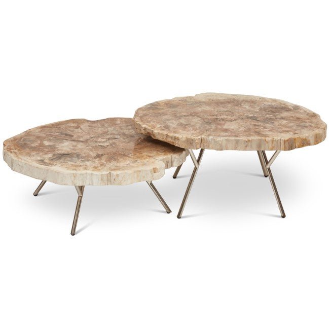 Lastra Coffee Table - Set of 2 - Urbia Coffee Tables - Natural Dark - Polished Stainless Steel - HORNE
