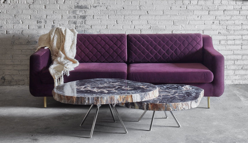 Lastra Coffee Table - Set of 2 - Urbia Coffee Tables - Natural Dark - Polished Stainless Steel - HORNE