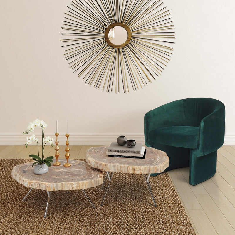 Lastra Coffee Table - Set of 2 - Urbia Coffee Tables - Natural Dark - Polished Stainless Steel - HORNE