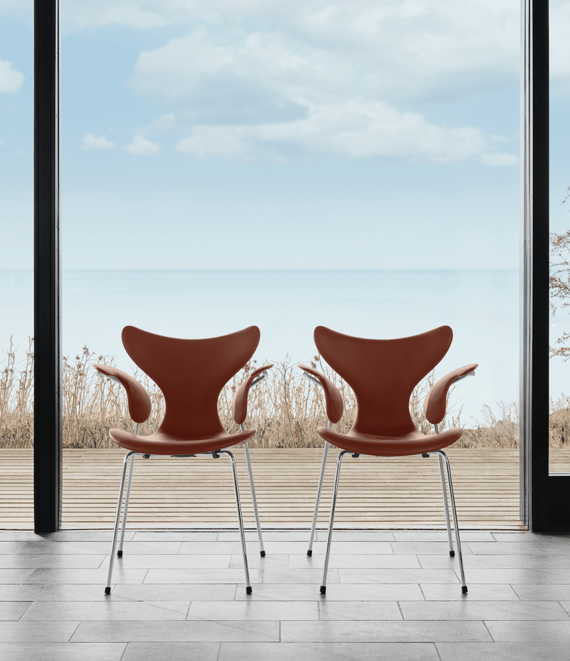 Lily Dining Armchair - Fully Upholstered - Fritz Hansen - Chairs - Grace Leather - Walnut - HORNE