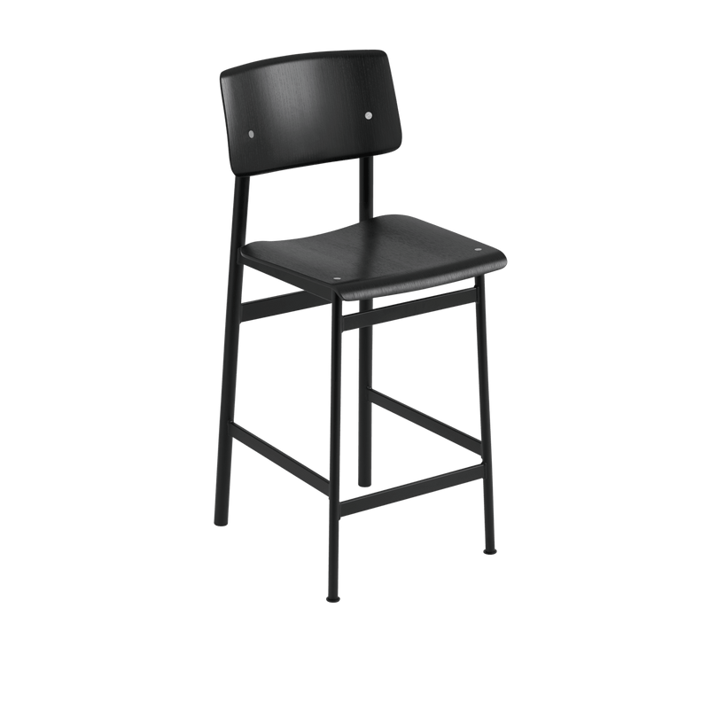 Loft Counter & Bar Stool - Muuto Stools + Benches + Ottomans - Counter Height - Black Frame & Black Seat - HORNE