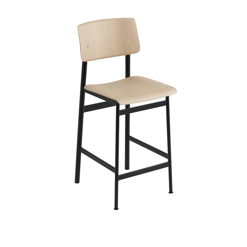Loft Counter & Bar Stool - Muuto Stools + Benches + Ottomans - Counter Height - Black Frame & Black Seat - HORNE