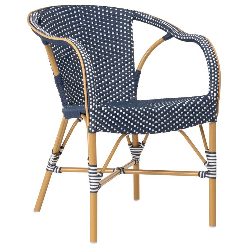 Madeleine Outdoor Dining Armchair - Sika Design - Outdoor Furniture - Almond Frame/ Black with White Dots - HORNE