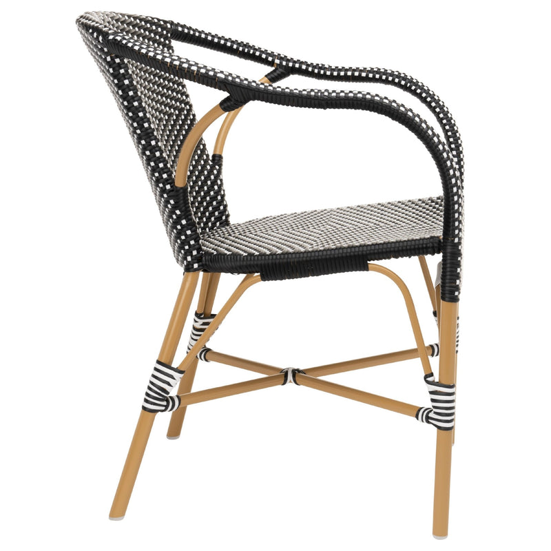 Madeleine Outdoor Dining Armchair - Sika Design - Outdoor Furniture - Almond Frame/ Black with White Dots - HORNE