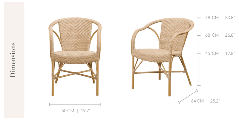 Madeleine Outdoor Dining Armchair - Sika Design - Outdoor Furniture - Almond Frame/ Black with White Dots - HORNE