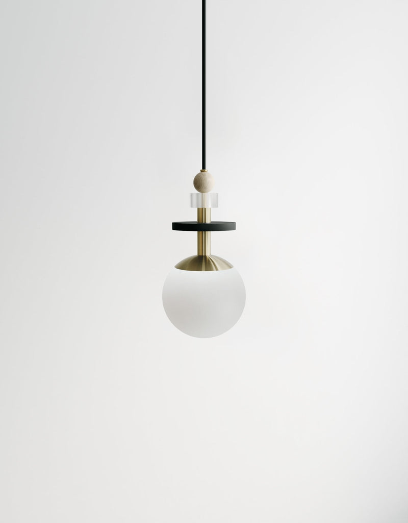 Maru Small Stack - Ladies & Gentlemen Lighting - 6” Globe - Brushed Brass - Matte White (opaque) - HORNE