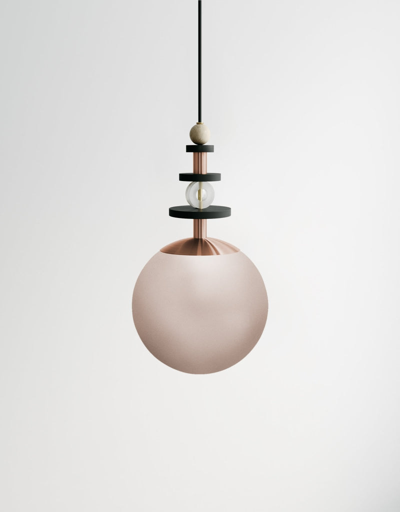 Maru Tall Stack - Ladies & Gentlemen Lighting - 6” Globe - Brushed Brass - Matte White (opaque) - HORNE