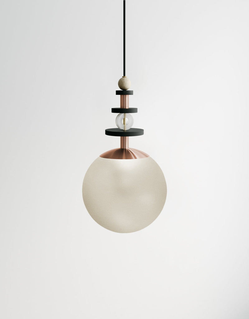 Maru Tall Stack - Ladies & Gentlemen Lighting - 6” Globe - Brushed Brass - Matte White (opaque) - HORNE