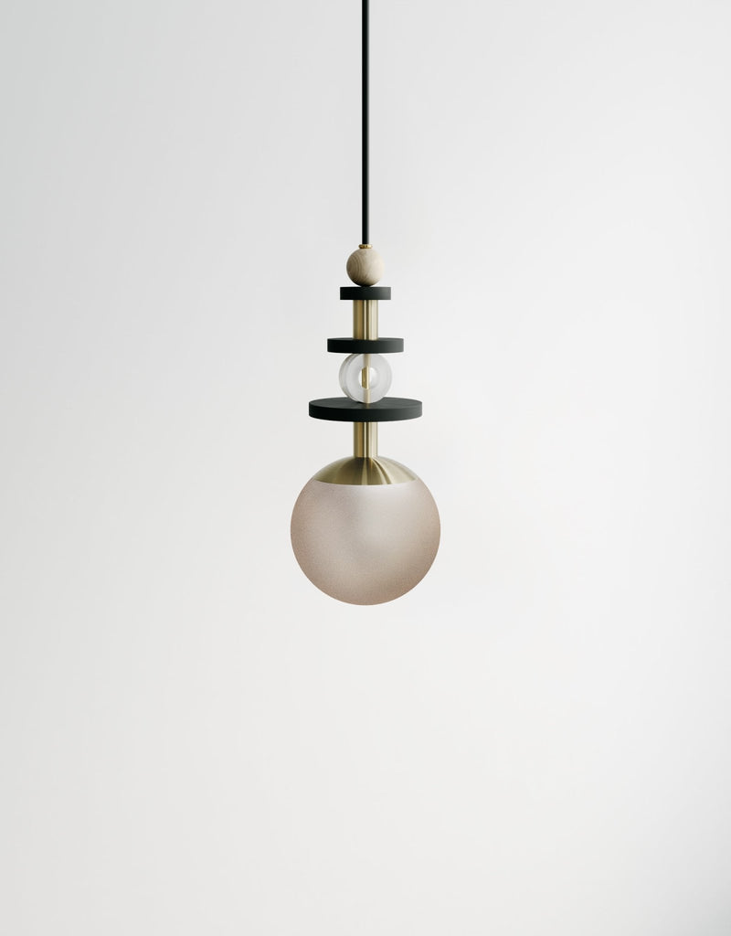 Maru Tall Stack - Ladies & Gentlemen Lighting - 6” Globe - Brushed Brass - Matte White (opaque) - HORNE