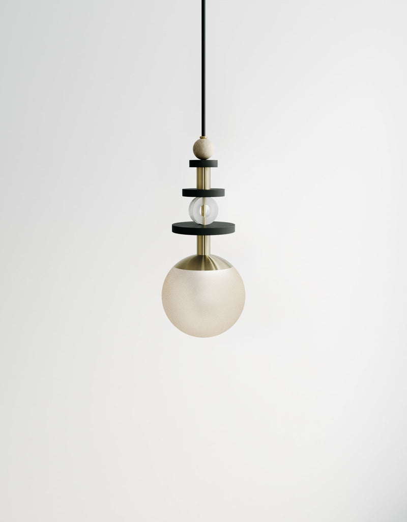 Maru Tall Stack - Ladies & Gentlemen Lighting - 6” Globe - Brushed Brass - Matte White (opaque) - HORNE